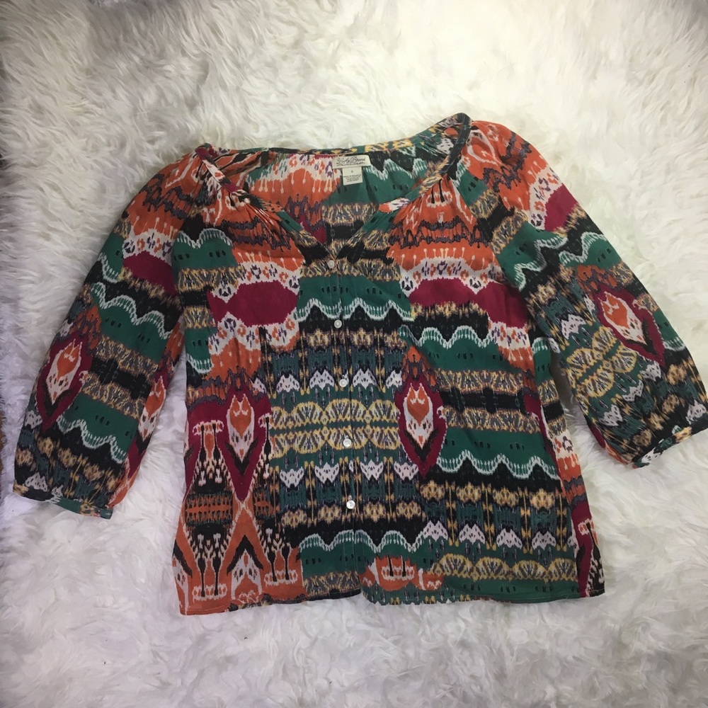 Lucky Brand Multi Color Long Sleeve Blouse
